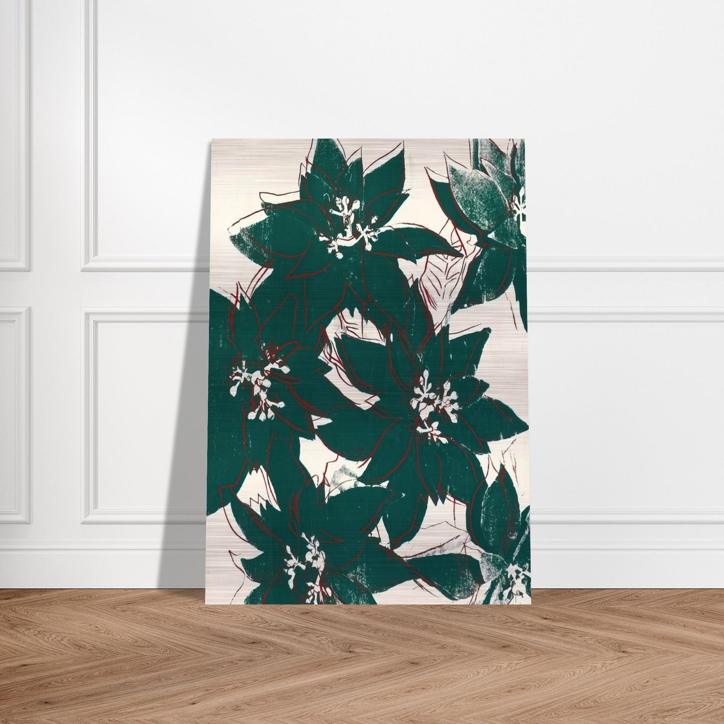 Poinsetta - Andy Warhol Brushed Aluminum Print - 70x100 cm / 28x40 inches | Andy Warhol Aluminum Print | Andy Warhol Prints