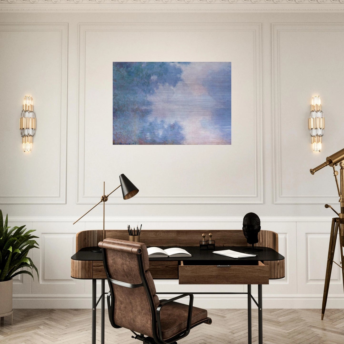Morning on the Seine, Mist - claude monet Brushed Aluminum Print - 70x100 cm / 28x40 inches | claude monet Aluminum Print | claude monet Prints