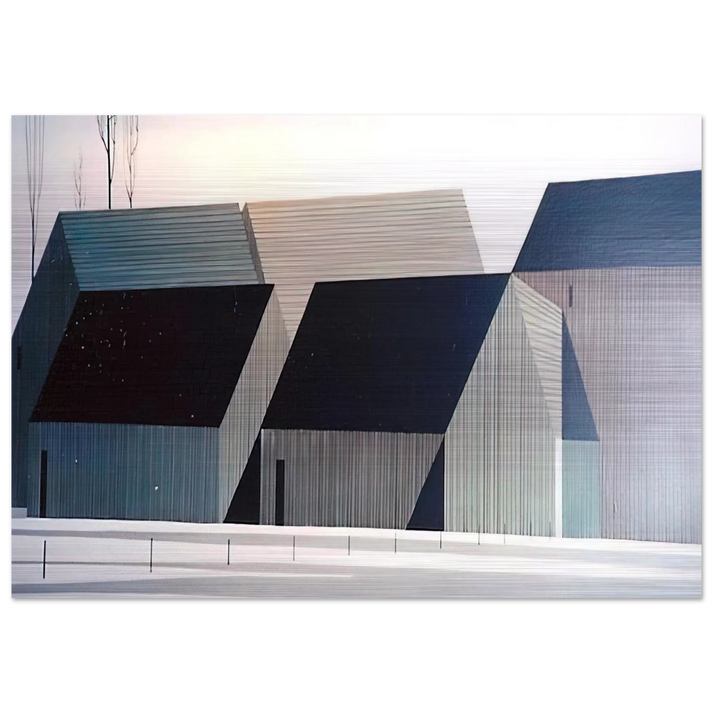 Barns - Eyvind Earle Brushed Aluminum Print - 70x100 cm / 28x40 inches | Eyvind Earle Aluminum Print | Eyvind Earle Prints