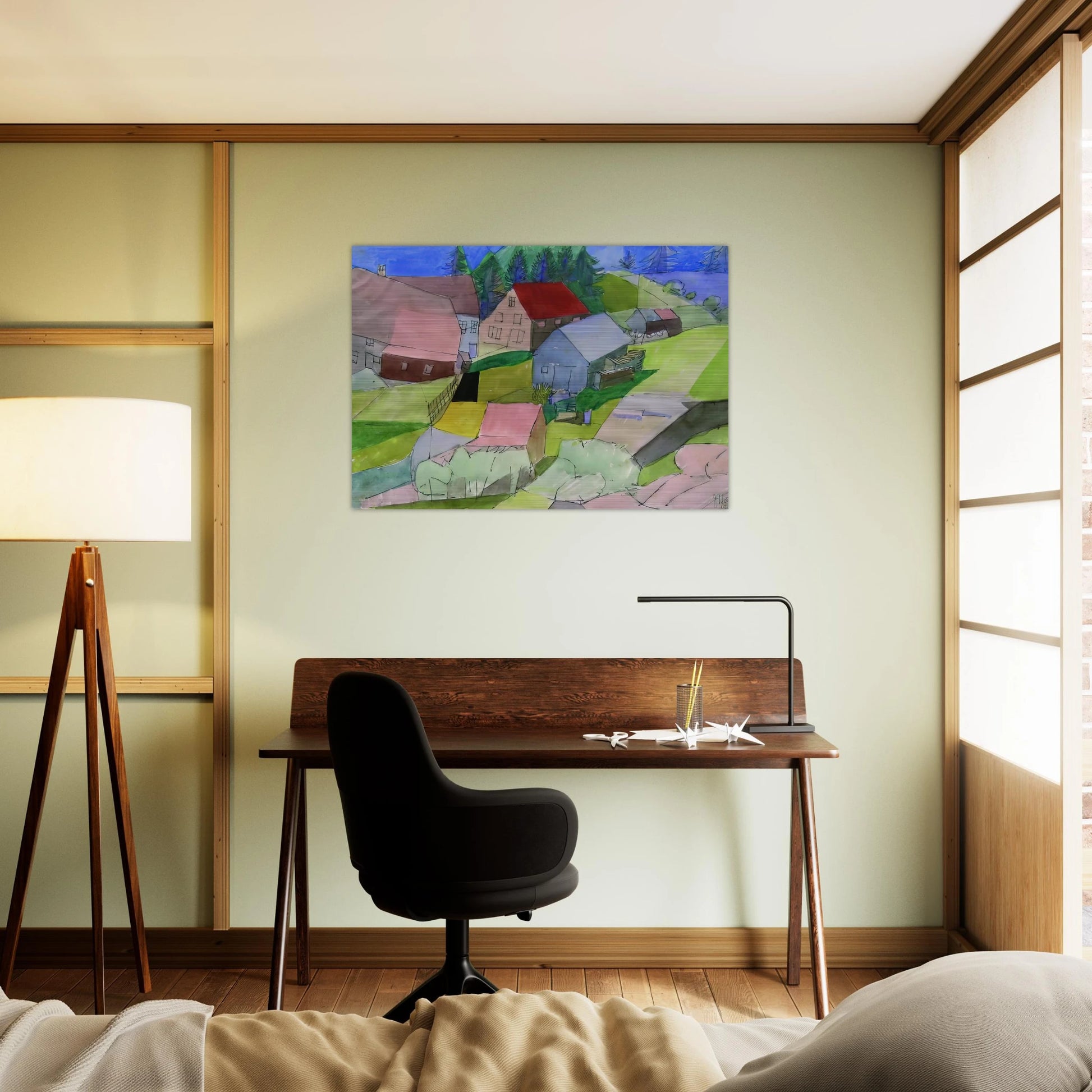 Häuser im Schwarzwald - Naïve Art Primitivism - Johannes Itten Brushed Aluminum Print - 70x100 cm / 28x40 inches | Johannes Itten Aluminum Print | Johannes Itten Prints