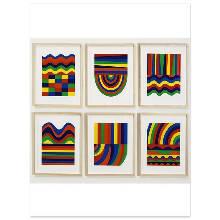 Sol LeWitt - Arcs and Bands in Colors  75x100 cm / 30x40inches Fine Art Poster