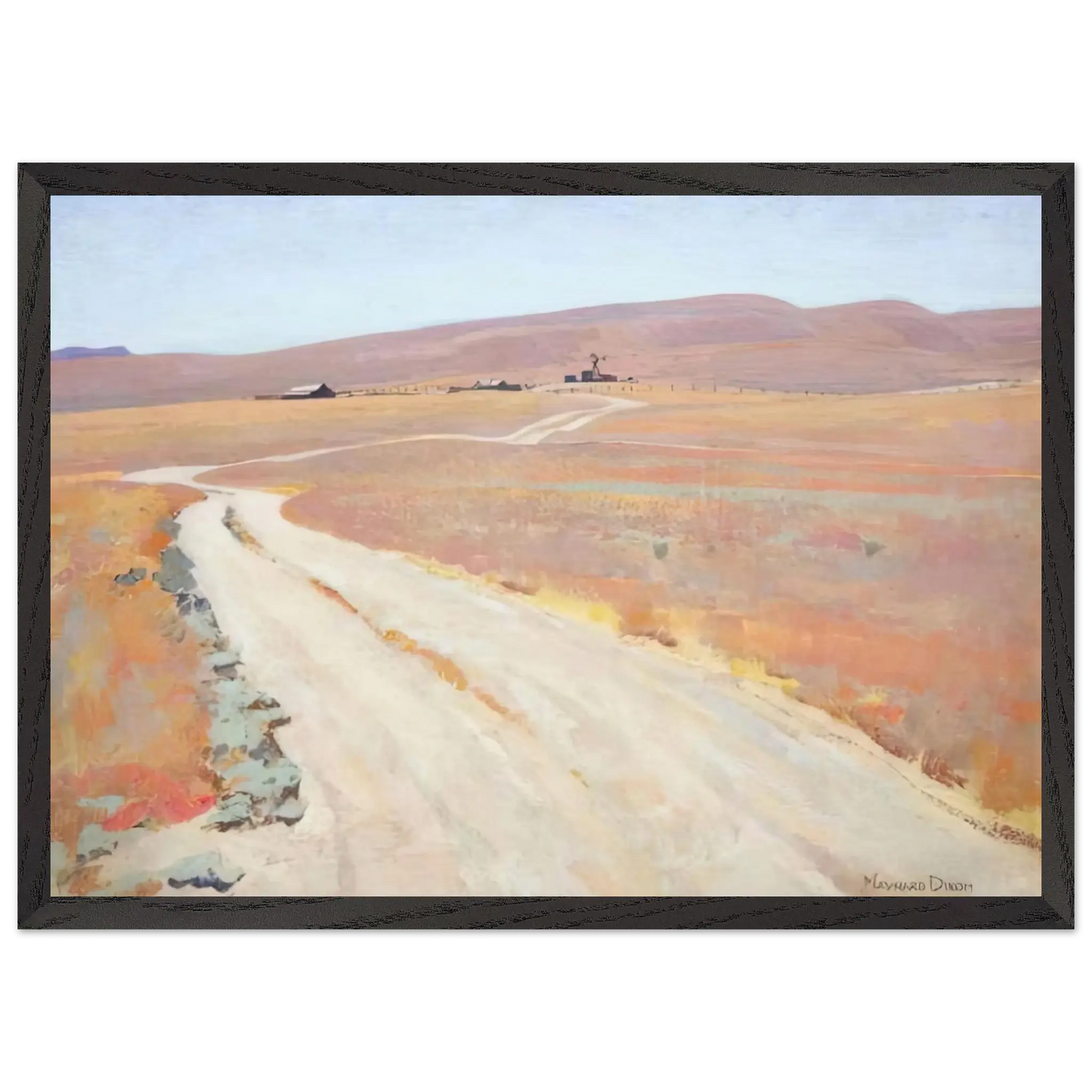 Maynard Dixon - ABANDONED RANCH 1935 Wall art - 27x35 cm / 11x14 Inches - Premium Wooden Framed Poster With Fine Art Paper - White frame