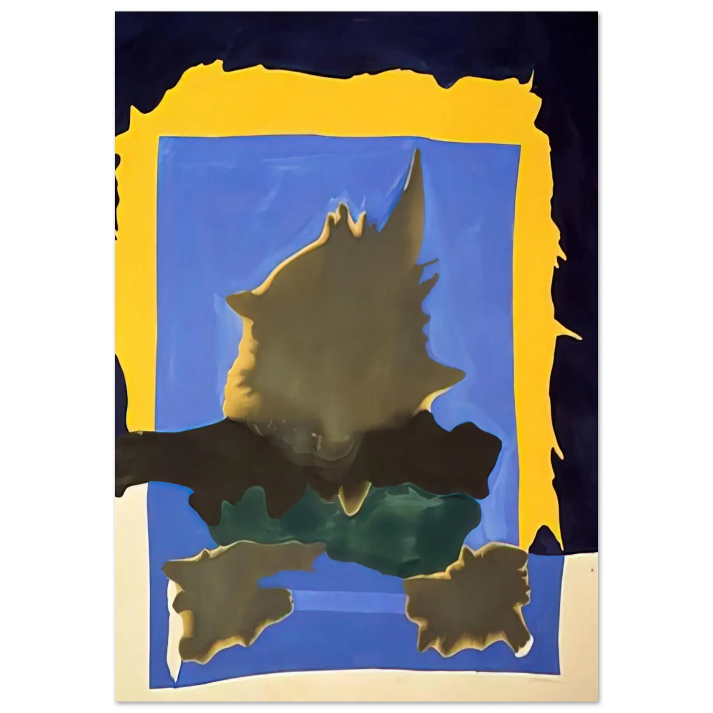Helen Frankenthaler - Interior Landscape - 1964 Wall art - 21x29.7 cm / 8x12" - Premium Wooden Framed Poster With Fine Art Paper - Black frame