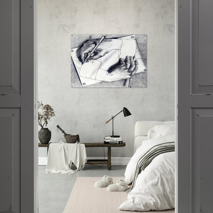 DRAWING HANDS - MC Escher Acrylic Print - 70x100 cm / 28x40″ inches | Maurits Cornelis Escher Prints