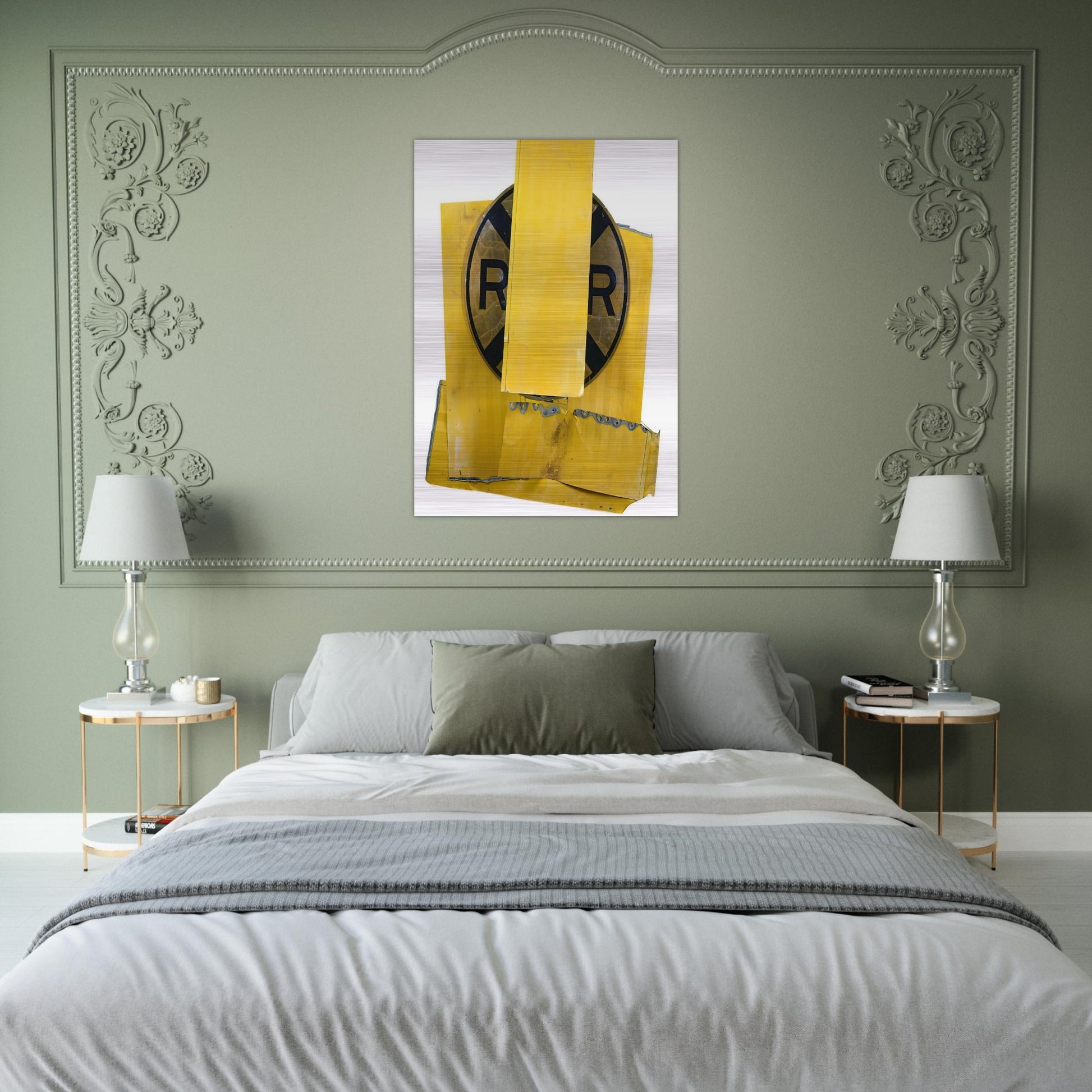 YELLOW VISOR GLUT 1989 - Robert Rauschenberg Brushed Aluminum Print - 70x100 cm / 28x40 inches | Robert Rauschenberg Aluminum Print | Robert Rauschenberg Prints