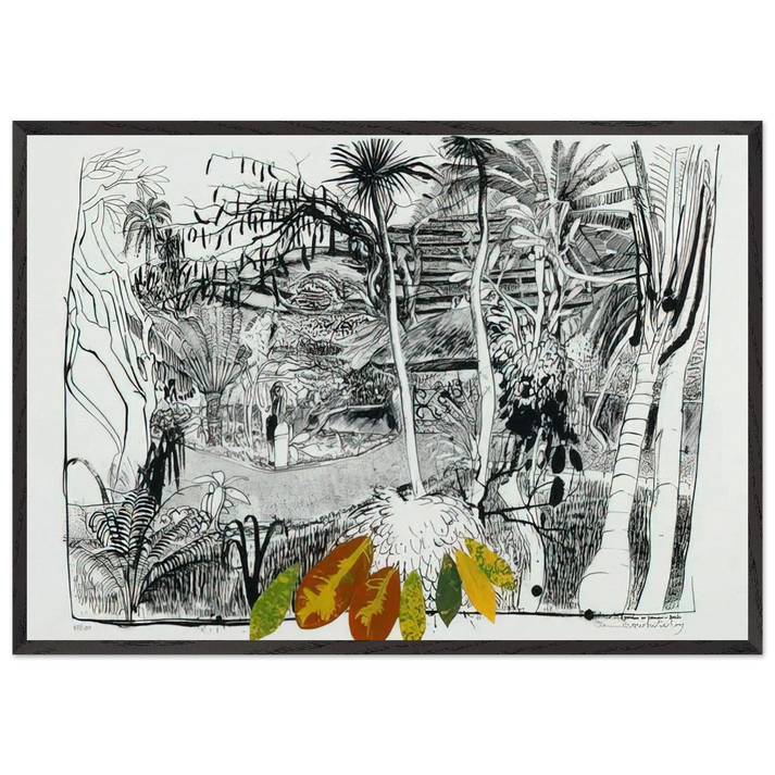 The Garden in Sanur - Bali - 1980 - Brett Whiteley 70x100 cm / 28x40 inches Framed Art Print – Black Wooden Frame