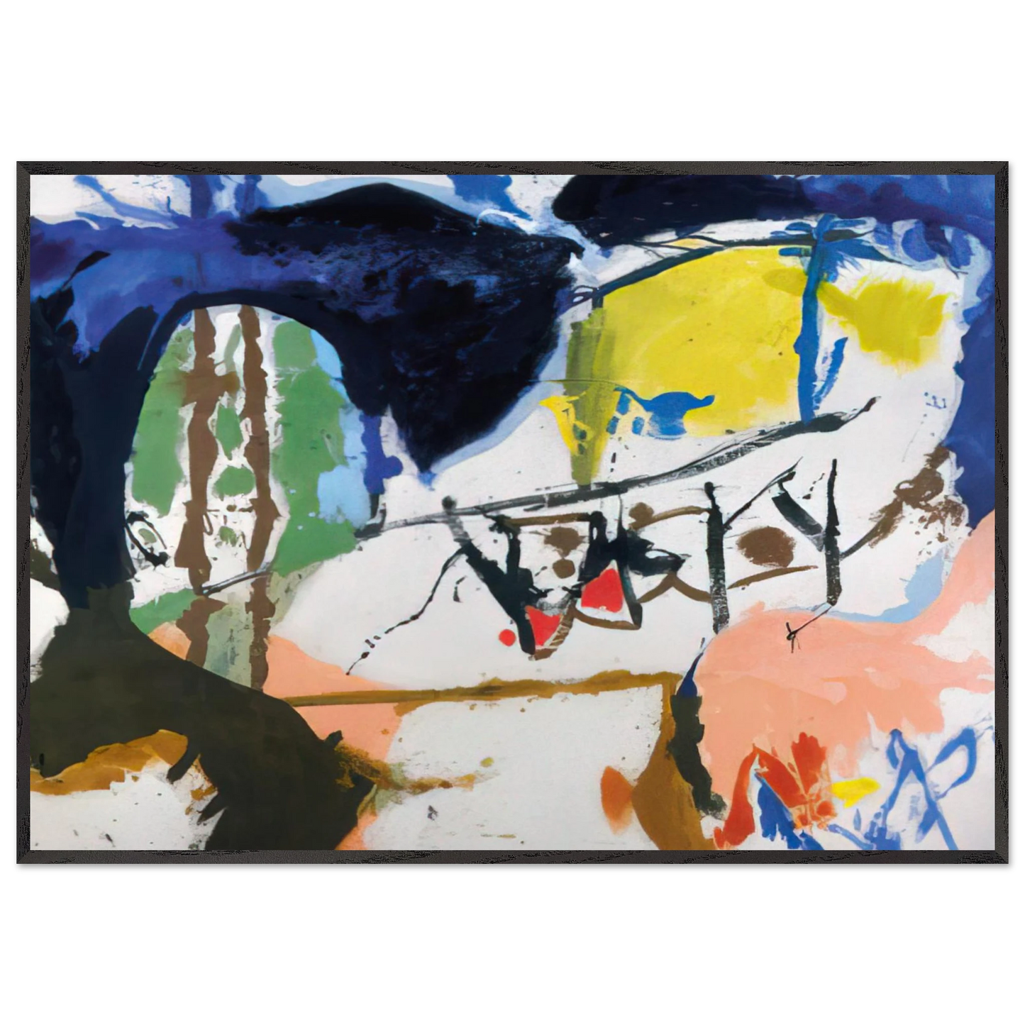 Helen Frankenthaler - Acres - 1959 Wall art - 30x40 cm / 12x16 inches - Premium Wooden Framed Poster With Fine Art Paper-canvas - Black frame