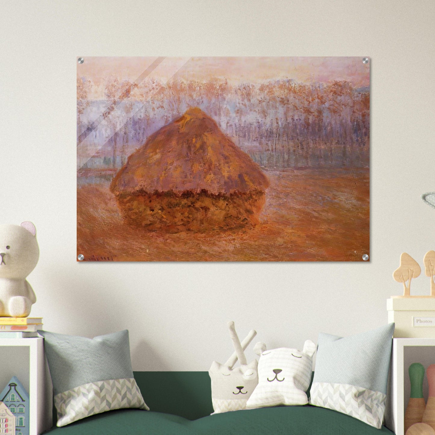Grainstack in Winter, Misty Weather - claude monet Acrylic Print - 70x100 cm / 28x40″ inches