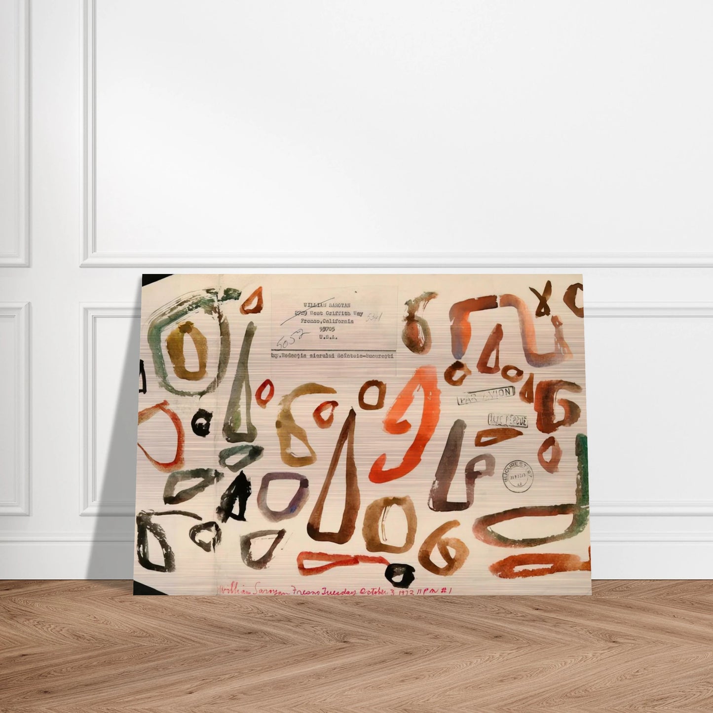 Fresno Tuesday October 3, 1972 11 PM #1 - 1972 - William Saroyan Brushed Aluminum Print - 70x100 cm / 28x40 inches | William Saroyan Aluminum Print | William Saroyan Prints