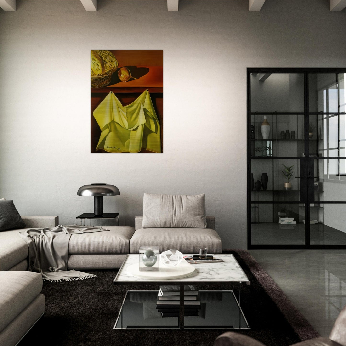 UNTITLED STILL LIFE WITH WHITE CLOTH - Salvador Dali Brushed Aluminum Print - 70x100 cm / 28x40 inches | Salvador Dali Aluminum Print | Salvador Dali Prints