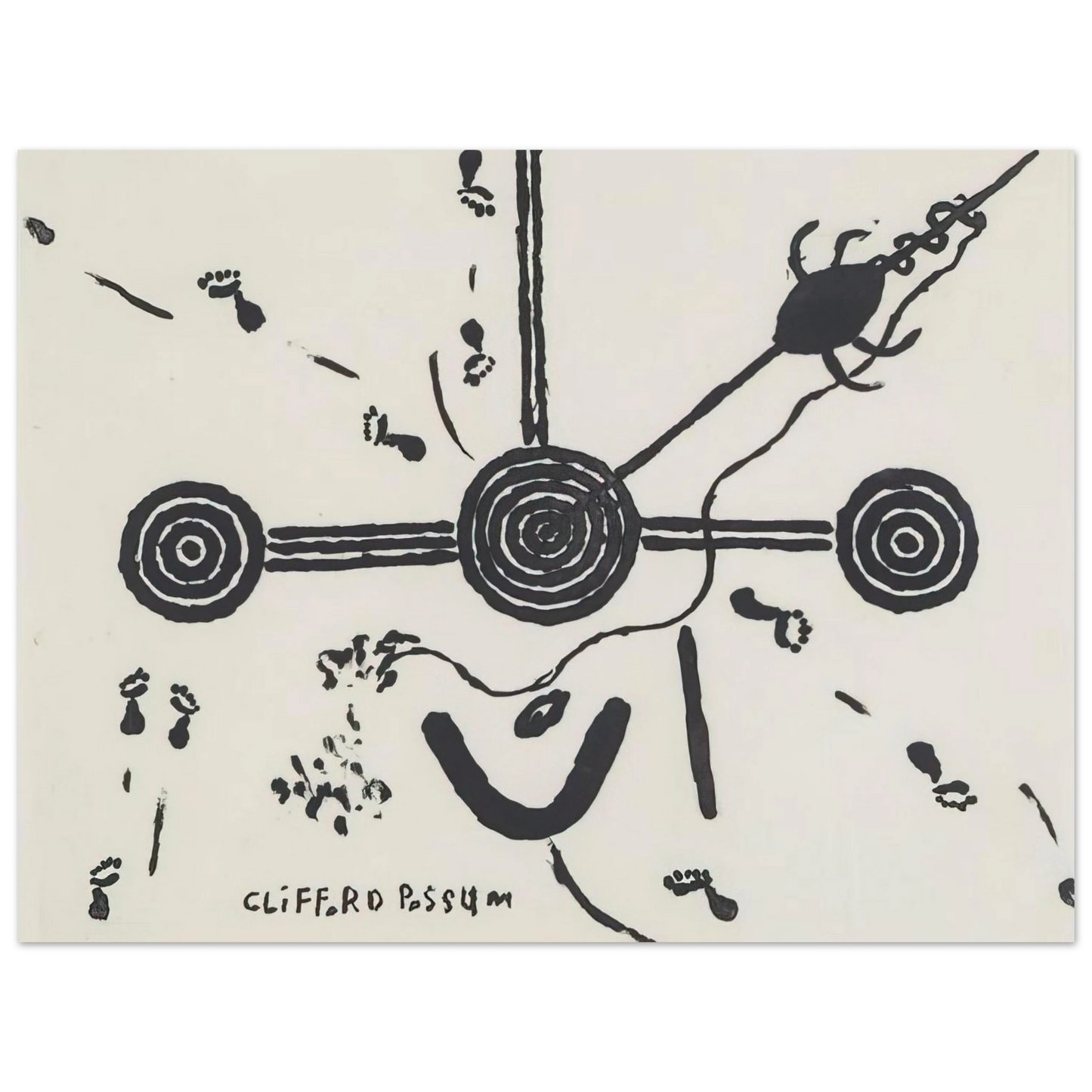 Clifford Possum Tjapaltjarri - NGARLU LOVE STORY - 1994  75x100 cm / 30x40inches Fine Art Poster