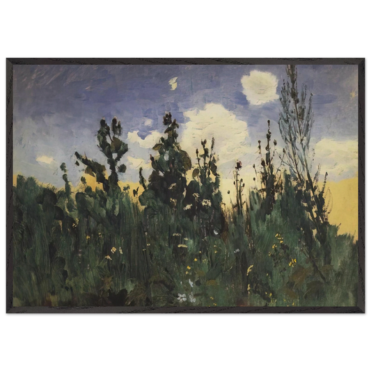 Wild grass - Arkhyp Kuindzhi 70x100 cm / 28x40 inches Framed Art Print – Black Wooden Frame