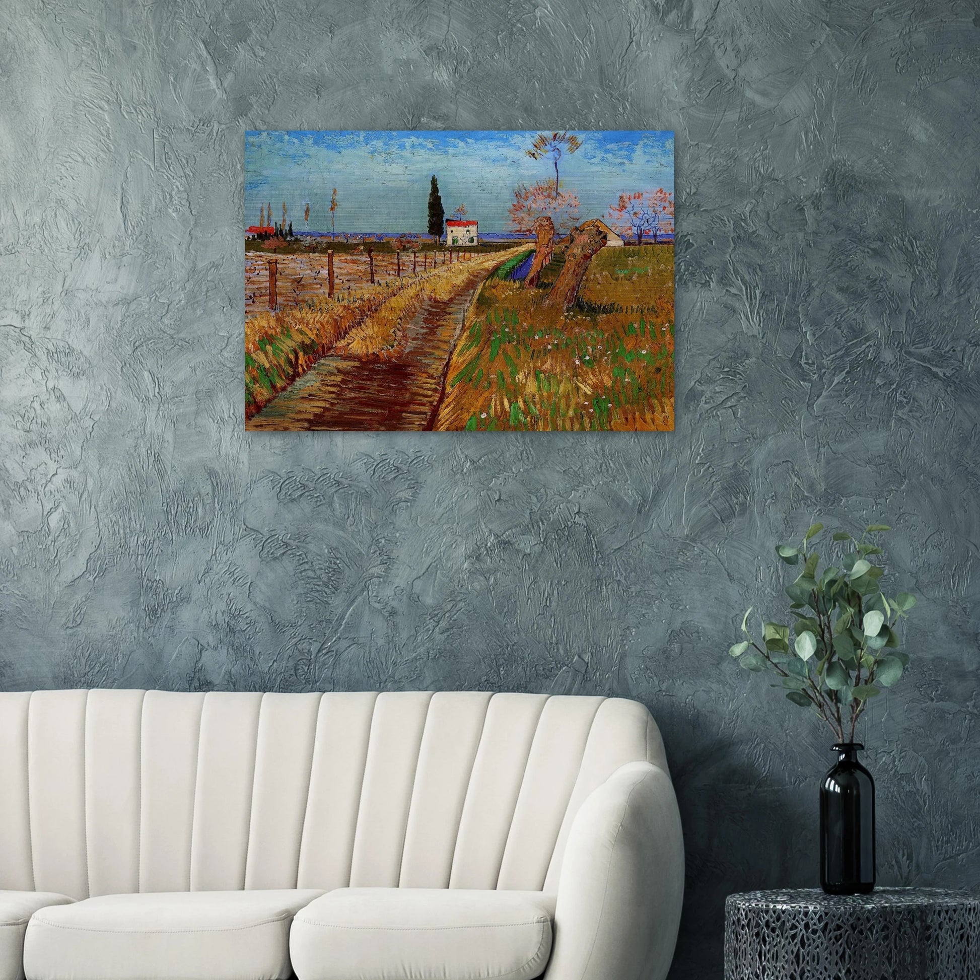 Path Through a Field with Willows - Vincent van Gogh Brushed Aluminum Print - 70x100 cm / 28x40 inches | Vincent van Gogh Aluminum Print | Vincent van Gogh Prints