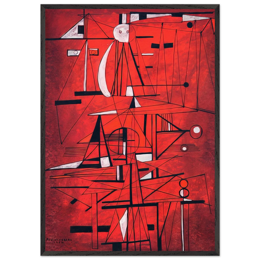 COMPOSITION 1952 - Rene Portocarrero 70x100 cm / 28x40 inches Framed Art Print – Black Wooden Frame
