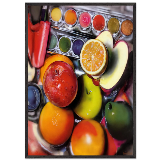 ENERGY APPLES 1980 - Audrey Flack 70x100 cm / 28x40 inches Framed Art Print – Black Wooden Frame