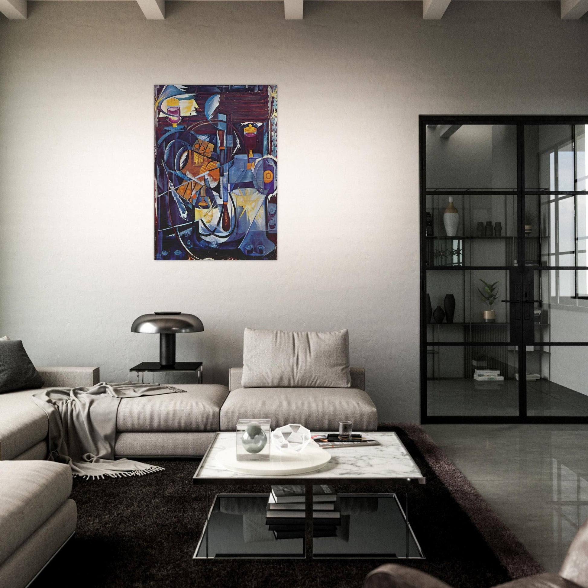 Dynamo machine - 1913 - Natalia Goncharova Brushed Aluminum Print - 70x100 cm / 28x40 inches | Natalia Goncharova Aluminum Print | Natalia Goncharova Prints