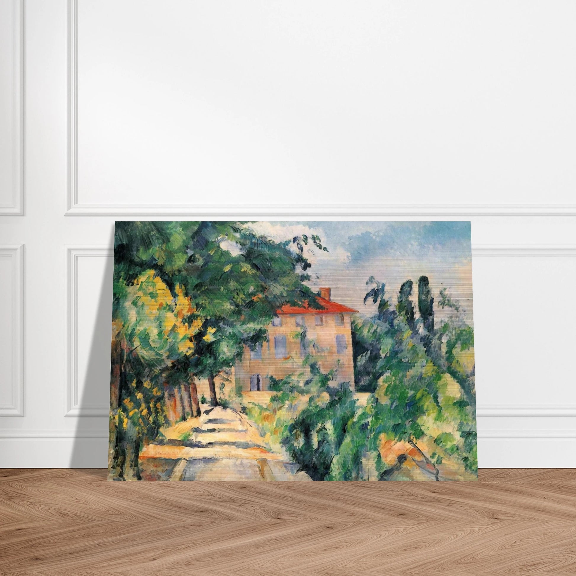 House with Red Roof - Paul Cézanne Brushed Aluminum Print - 70x100 cm / 28x40 inches | Paul Cézanne Aluminum Print | Paul Cézanne Prints