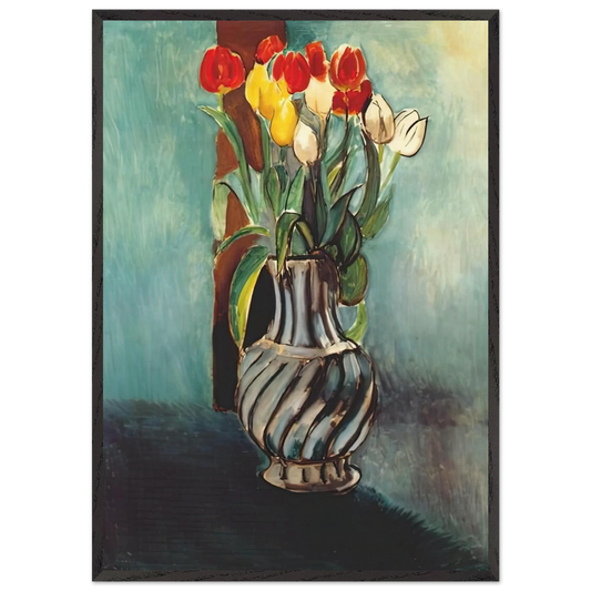 ME MYSELF STENDHAL VASE OF TULIPS 1914 - Henri Matisse 70x100 cm / 28x40 inches Framed Art Print – Black Wooden Frame