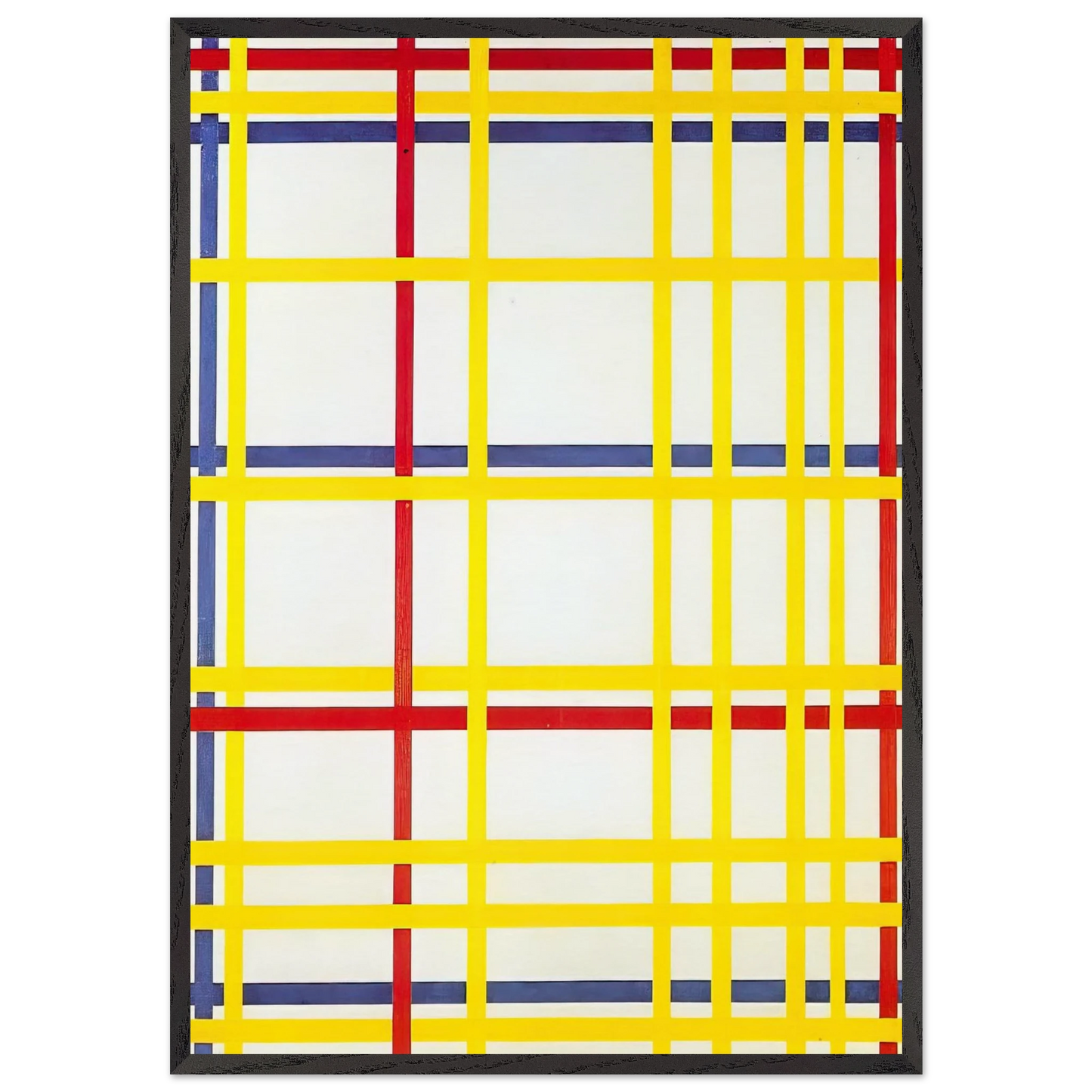 New York City I - Piet Mondrian 70x100 cm / 28x40 inches Framed Art Print – Black Wooden Frame