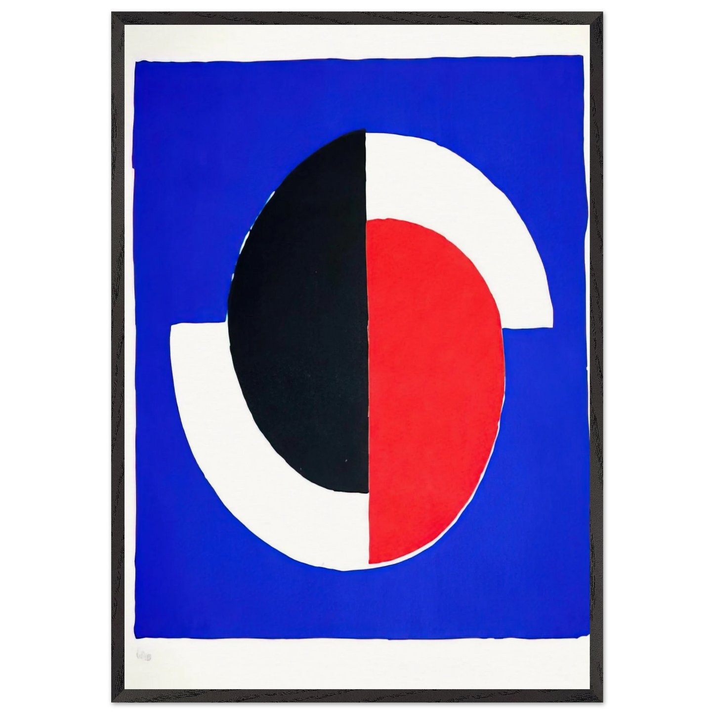 COMPOSITION RED BLUE BLACK WHITE - Sonia Delaunay 70x100 cm / 28x40 inches Framed Art Print – Black Wooden Frame