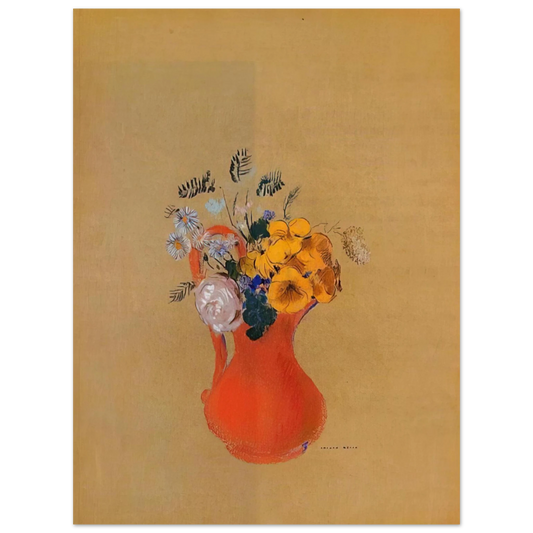 Odilon Redon - FLOWERS IN A RED PITCHER  75x100 cm / 30x40inches Fine Art Poster
