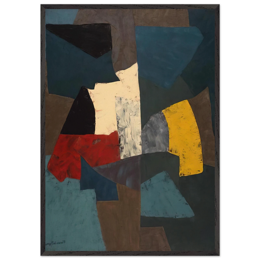 Abstract Composition - 1954 - Serge Poliakoff 70x100 cm / 28x40 inches Framed Art Print – Black Wooden Frame