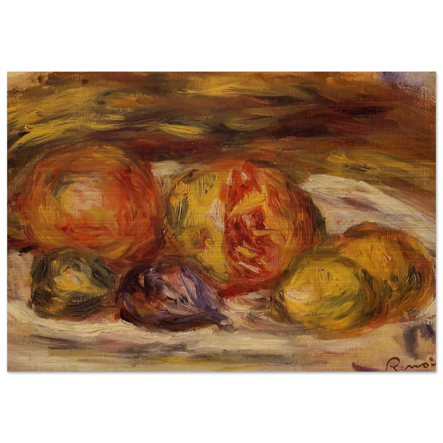 Still Life Pomegranate, Figs and Apples - Pierre-Auguste Renoir Brushed Aluminum Print - 70x100 cm / 28x40 inches | Pierre-Auguste Renoir Aluminum Print | Pierre-Auguste Renoir Prints
