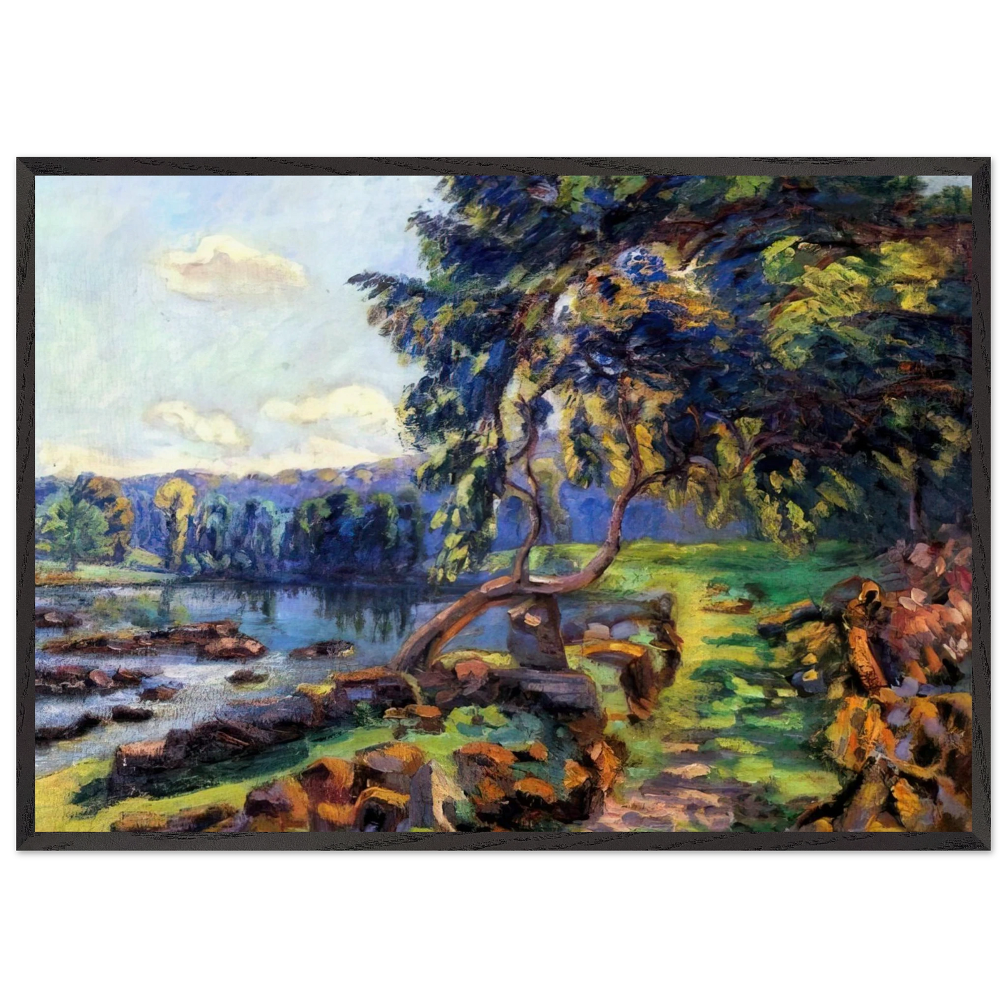 Les rapides a Genetin - 1900 - Armand Guillaumin 70x100 cm / 28x40 inches Framed Art Print – Black Wooden Frame