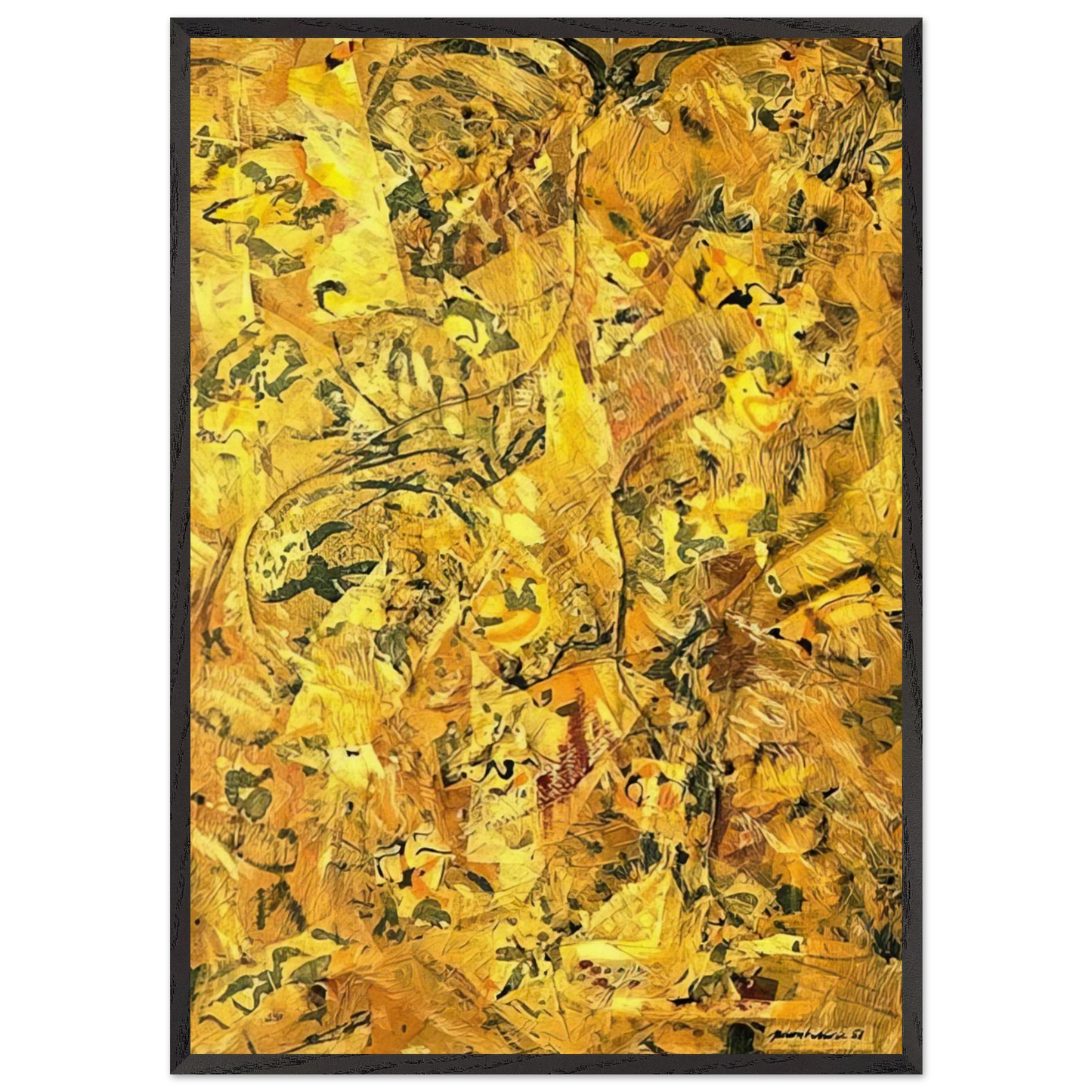 NUMBER 2 - Jackson Pollock 70x100 cm / 28x40 inches Framed Art Print – Black Wooden Frame