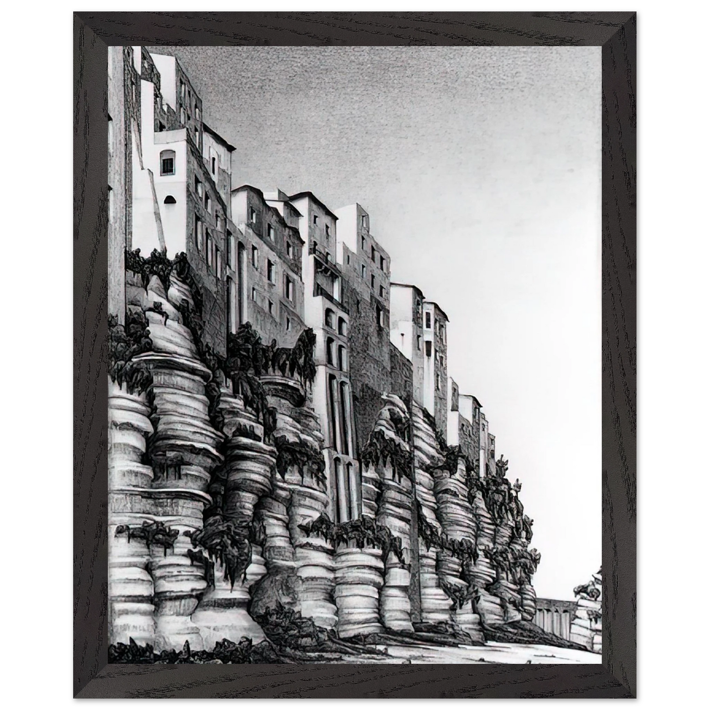 MC Escher - TROPEA CALABRIA Wall art - 27x35 cm / 11x14 inches - Premium Wooden Framed Poster With Fine Art Paper-canvas - White frame
