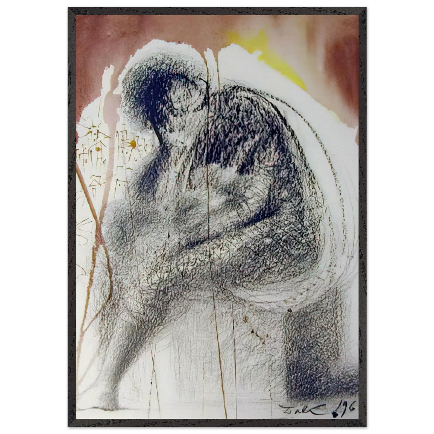 SEDET SOLA CIVITAS PLENA POUPOLO 2 CHRONICLES 36 19 1967 - Salvador Dali 70x100 cm / 28x40 inches Framed Art Print – Black Wooden Frame