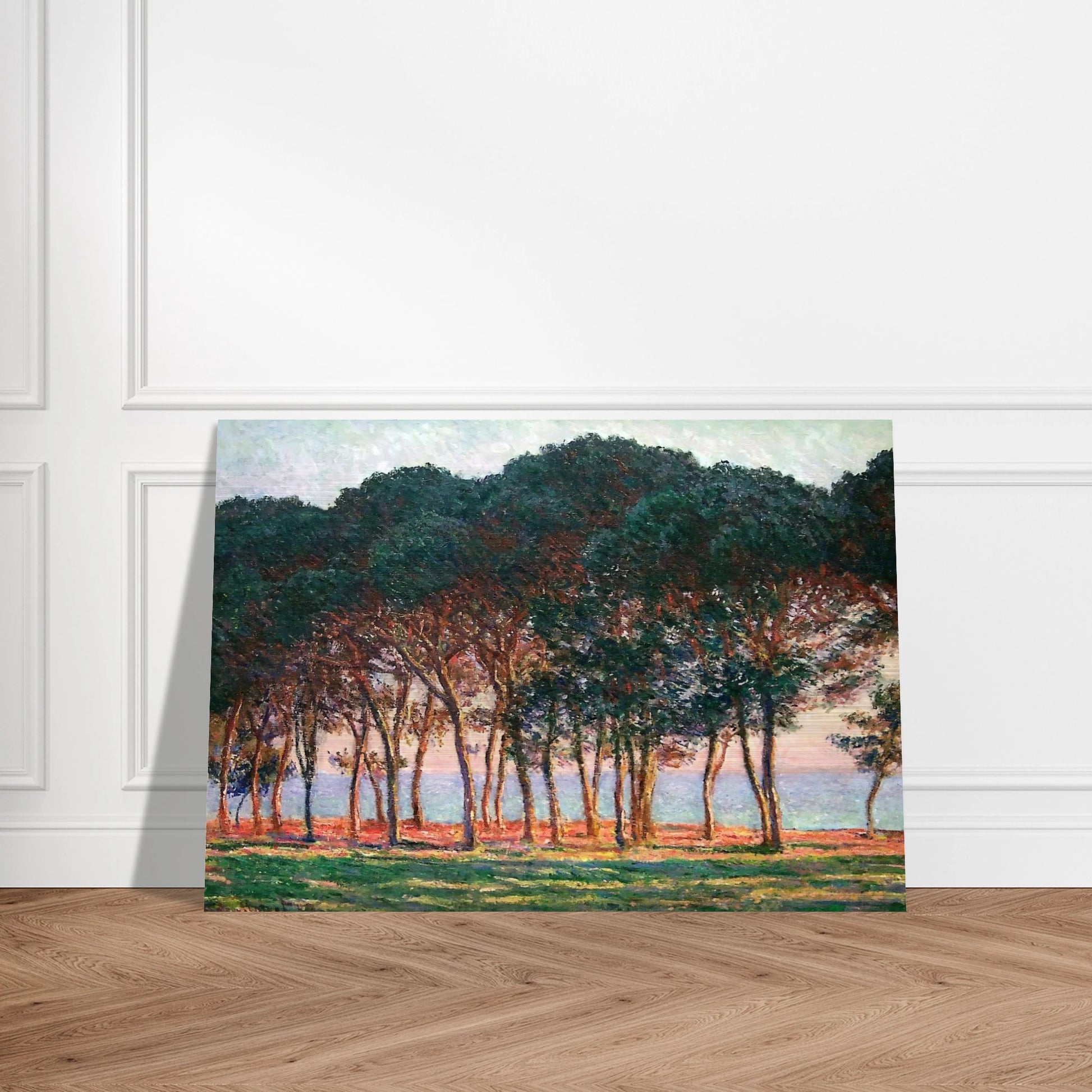 Under the Pine Trees at the End of the Day - claude monet Brushed Aluminum Print - 70x100 cm / 28x40 inches | claude monet Aluminum Print | claude monet Prints