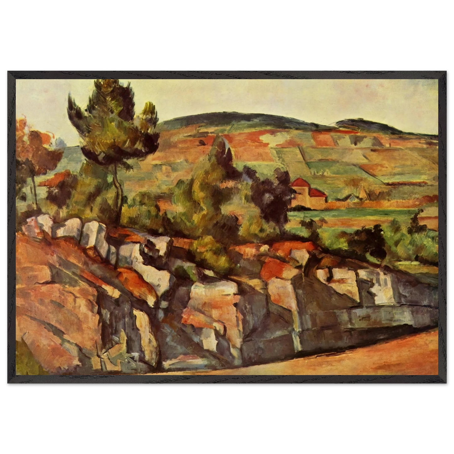 Mountains in Provence - Paul Cezanne 70x100 cm / 28x40 inches Framed Art Print – Black Wooden Frame