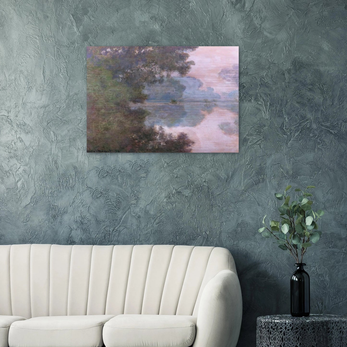 Morning on the Seine, near Giverny - claude monet Brushed Aluminum Print - 70x100 cm / 28x40 inches | claude monet Aluminum Print | claude monet Prints