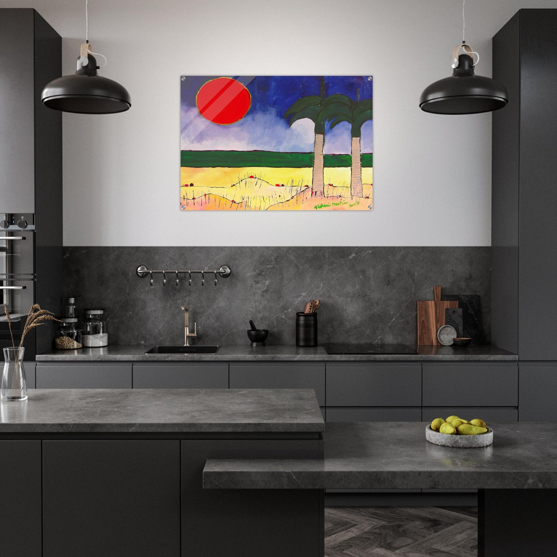 Marinha com Sol e Palmeiras - 2003 - Aldemir Martins Acrylic Print - 70x100 cm / 28x40″ inches | Aldemir Martins Wall Art | Aldemir Martins Prints
