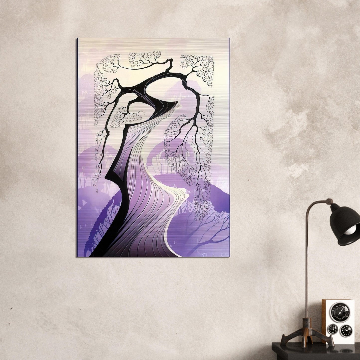 Carmel Cypress - Eyvind Earle Brushed Aluminum Print - 70x100 cm / 28x40 inches | Eyvind Earle Aluminum Print | Eyvind Earle Prints