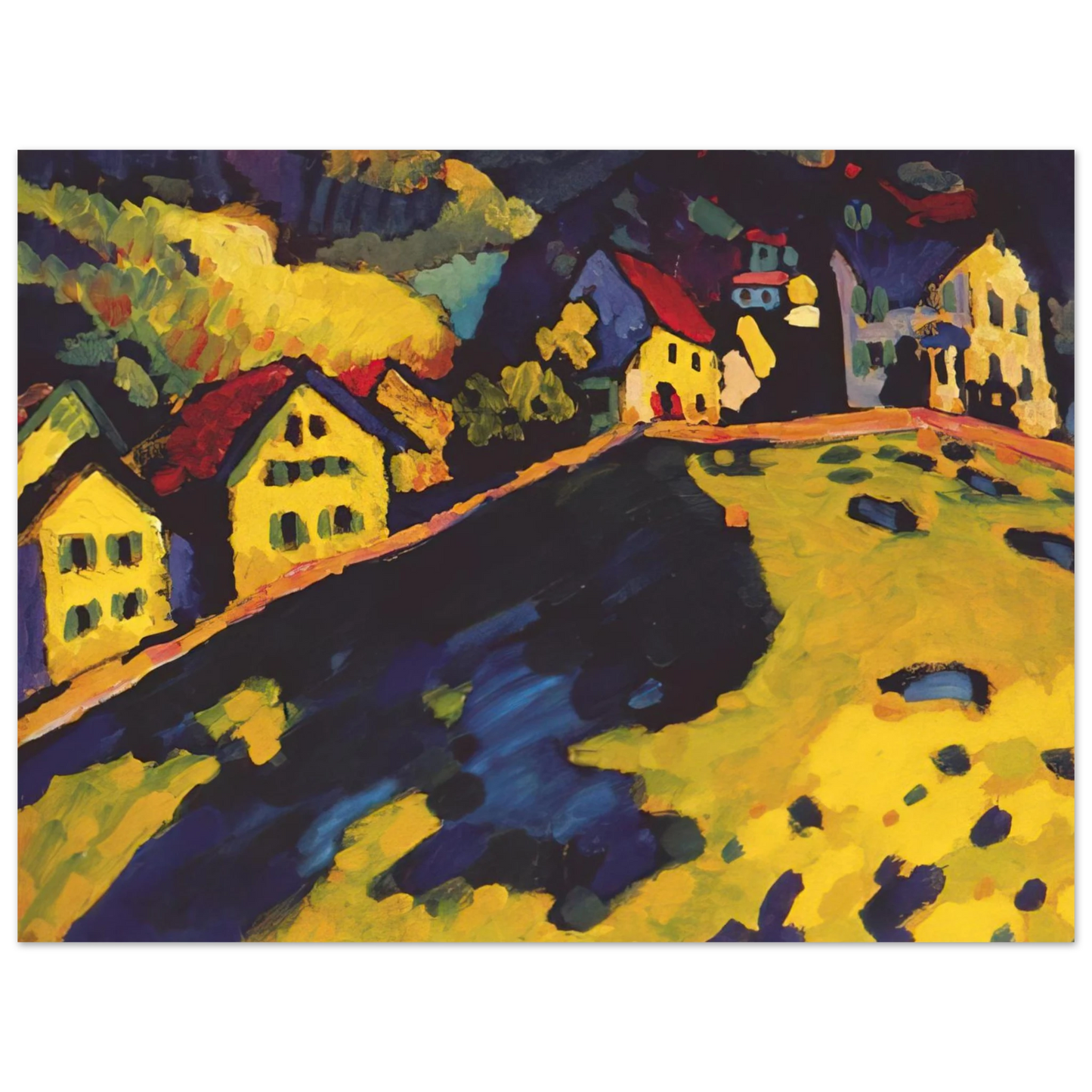 Wassily Kandinsky - HOUSES AT MURNAU 1909  75x100 cm / 30x40inches Fine Art Poster
