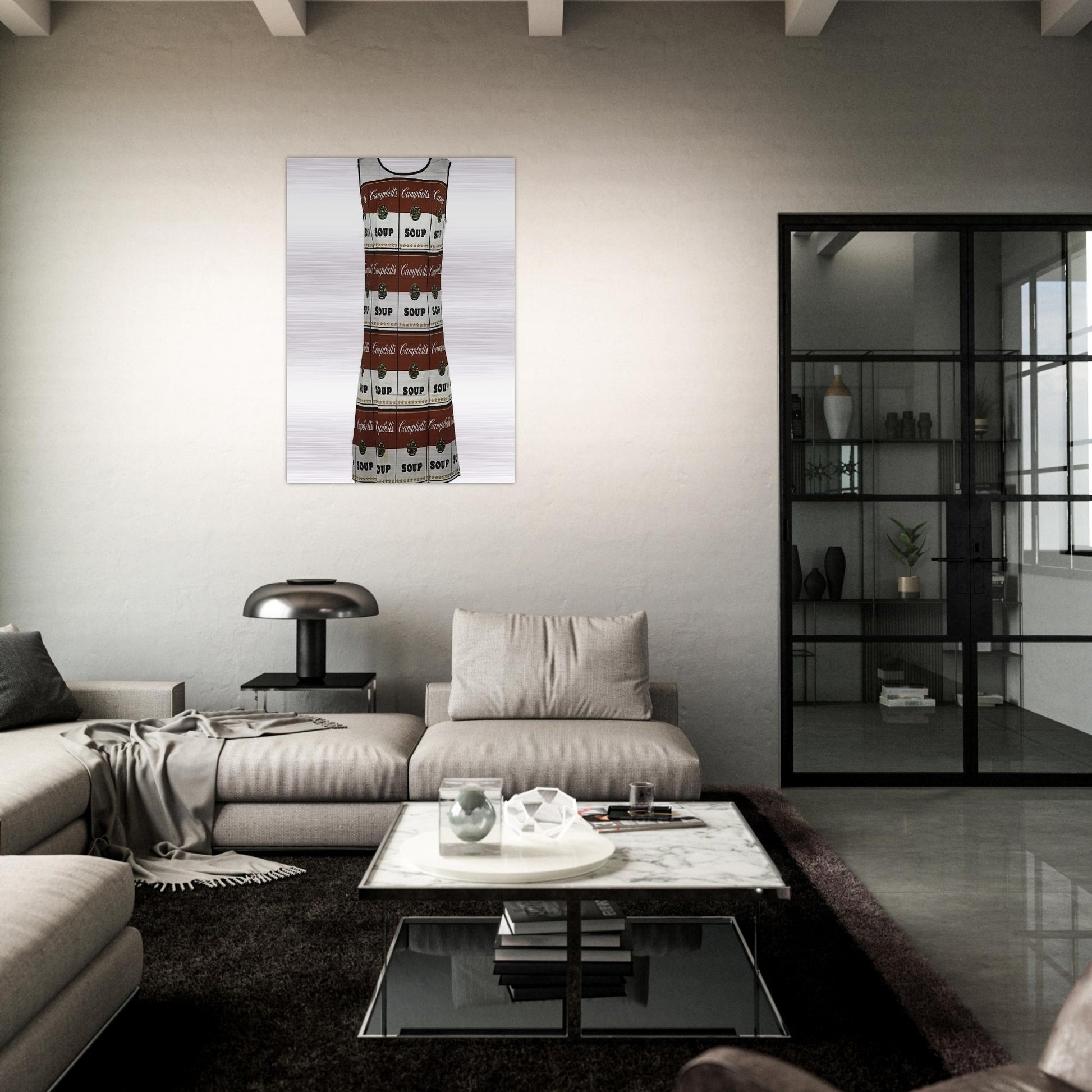 The Souper Dress - Andy Warhol Brushed Aluminum Print - 70x100 cm / 28x40 inches | Andy Warhol Aluminum Print | Andy Warhol Prints