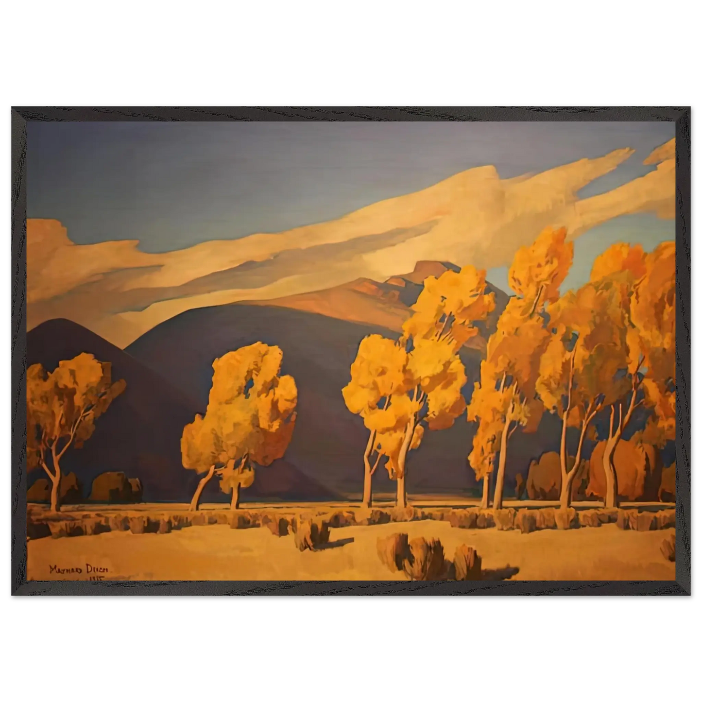 Maynard Dixon - NOVEMBER IN NEVADA 1935 Wall art - 40x50 cm / 16x20 Inches - Premium Wooden Framed Poster With Fine Art Paper - Black frame