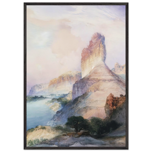 Butte Green River Wyoming - Thomas Moran 70x100 cm / 28x40 inches Framed Art Print – Black Wooden Frame