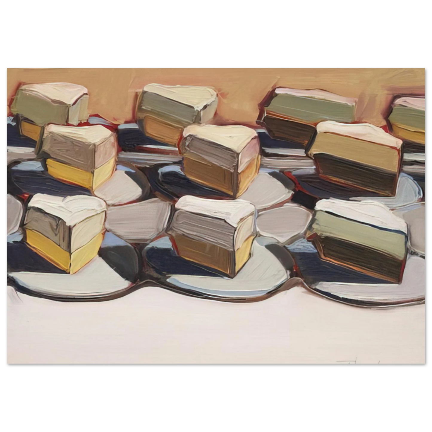 Wayne Thiebaud - Cut Meringues - 1961 Wall Art - 30x40 cm / 12x16 inches - Premium Wooden Framed Poster With Fine Art Paper - White frame