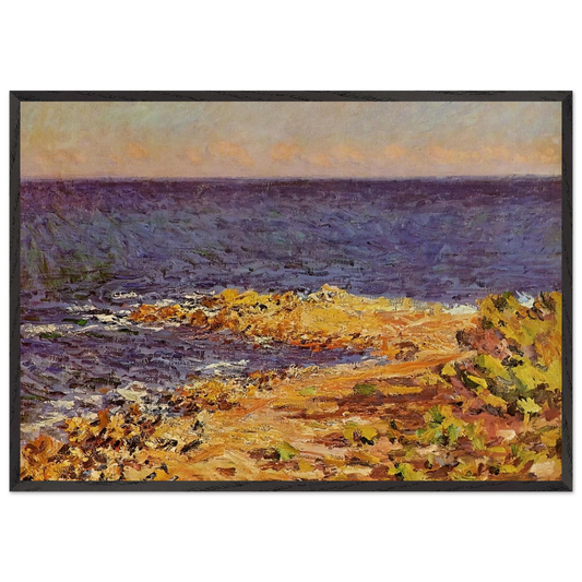 The Big Blue Mediterranean at Antibes - claude monet 70x100 cm / 28x40 inches Framed Art Print – Black Wooden Frame