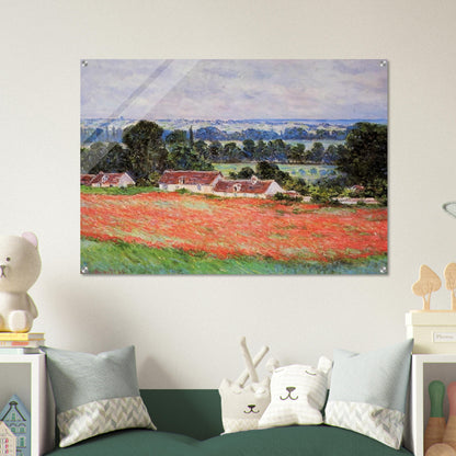 Poppy Field at Giverny - claude monet Acrylic Print - 70x100 cm / 28x40″ inches