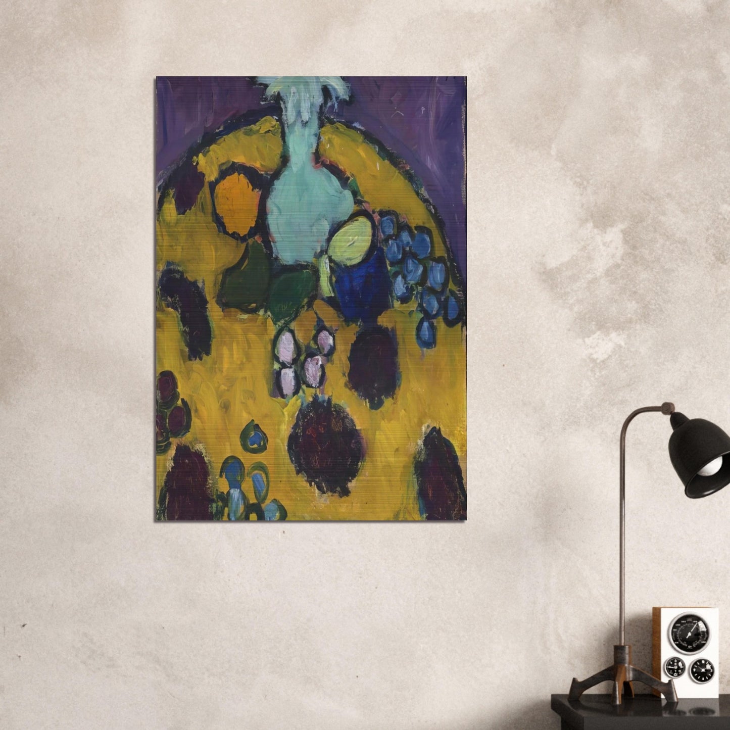 STILLEBEN MIT GESTICKTER DECKE 1910 - Alexej von Jawlensky Brushed Aluminum Print - 70x100 cm / 28x40 inches | Alexej von Jawlensky Aluminum Print | Alexej von Jawlensky Prints