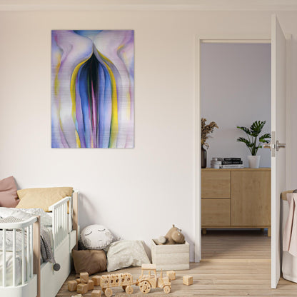 Grey Line With Black, Blue And Yellow - Georgia O'Keeffe Brushed Aluminum Print - 70x100 cm / 28x40 inches | Georgia O'Keeffe Aluminum Print | Georgia O'Keeffe Prints