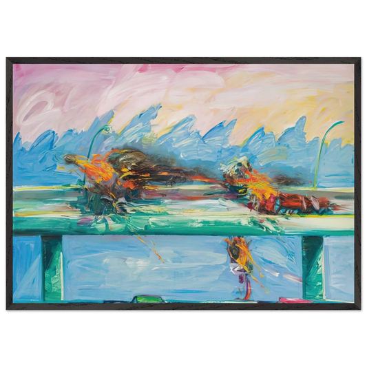Crash in Phthalo Green - 1984 - Carlos Almaraz 70x100 cm / 28x40 inches Framed Art Print – Black Wooden Frame