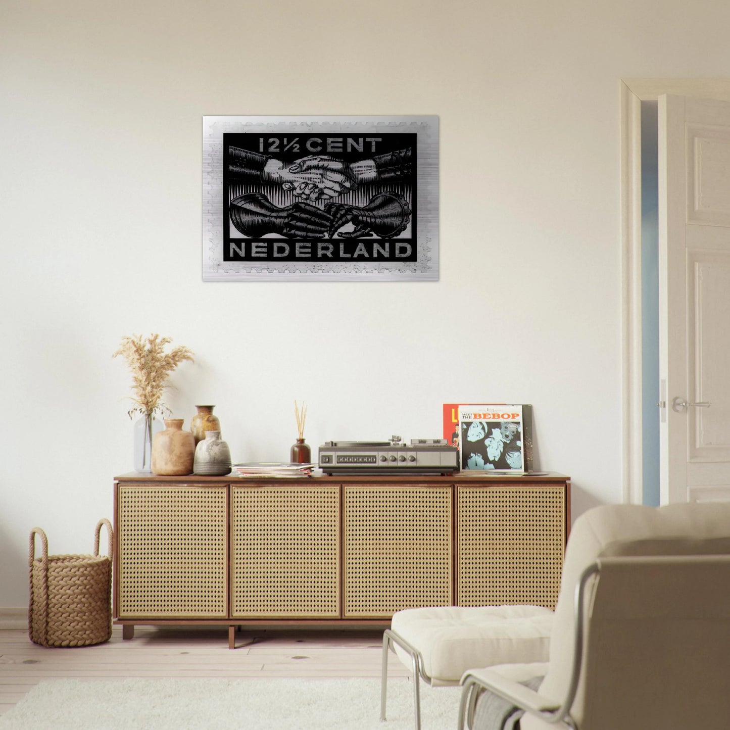 DESIGN FOR DUTCH PEASE POSTAGE STAMP MARCH 1932 1932 - MC Escher Brushed Aluminum Print - 70x100 cm / 28x40 inches | MC Escher Aluminum Print | MC Escher Prints