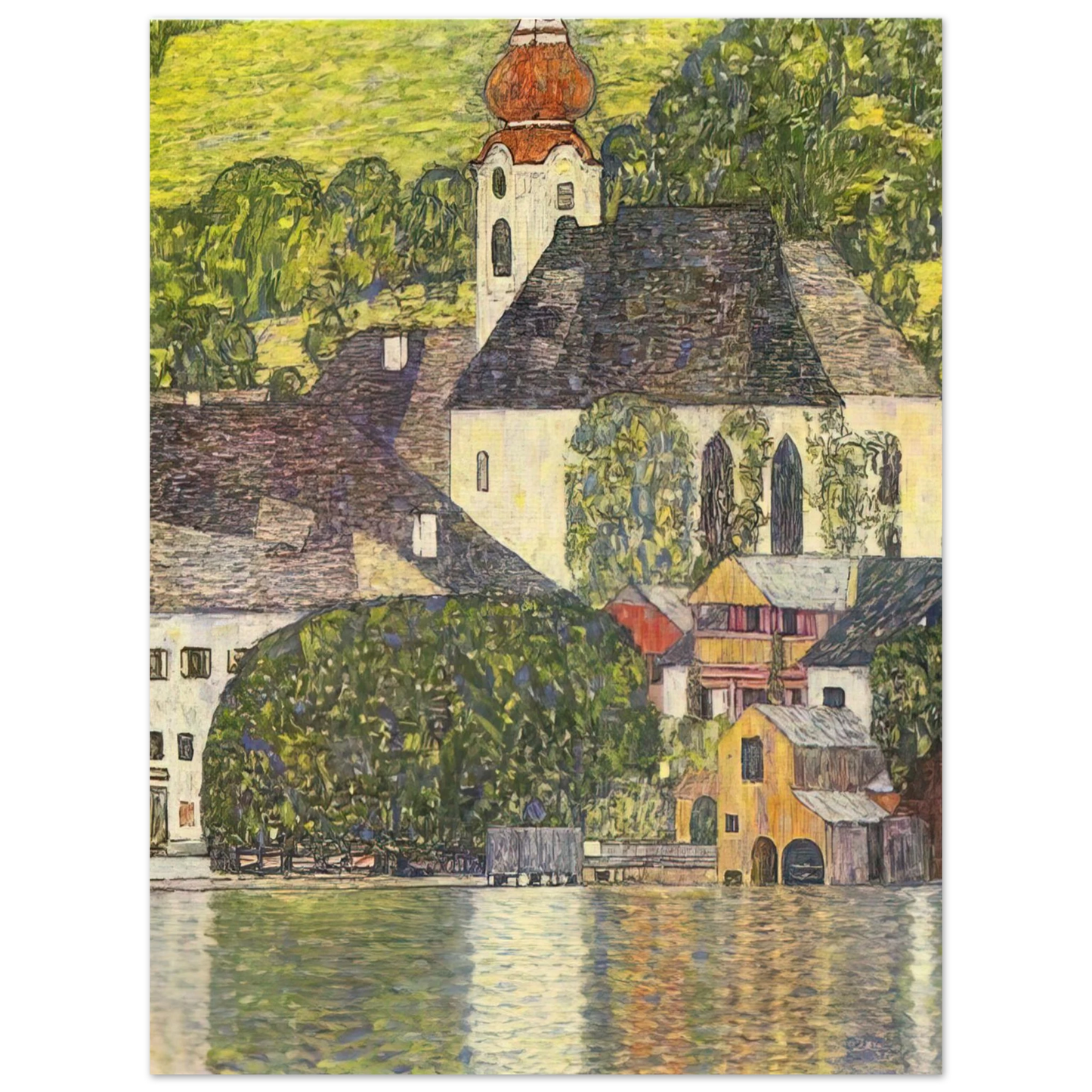 Gustav Klimt - CHRUCH IN UNTERACH ON THE ATTERSEE  75x100 cm / 30x40inches Fine Art Poster