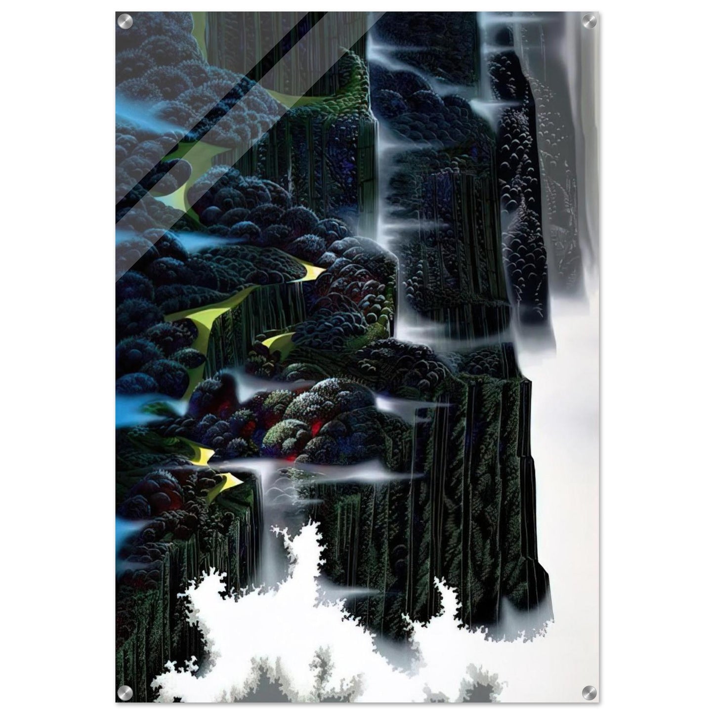 Sea Cliffs Rising - Eyvind Earle Acrylic Print - 70x100 cm / 28x40″ inches