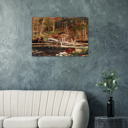 OLD LUMBER DAM ALGONQUIN PARK 1912 - Tom Thomson Brushed Aluminum Print - 70x100 cm / 28x40 inches | Tom Thomson Aluminum Print | Tom Thomson Prints
